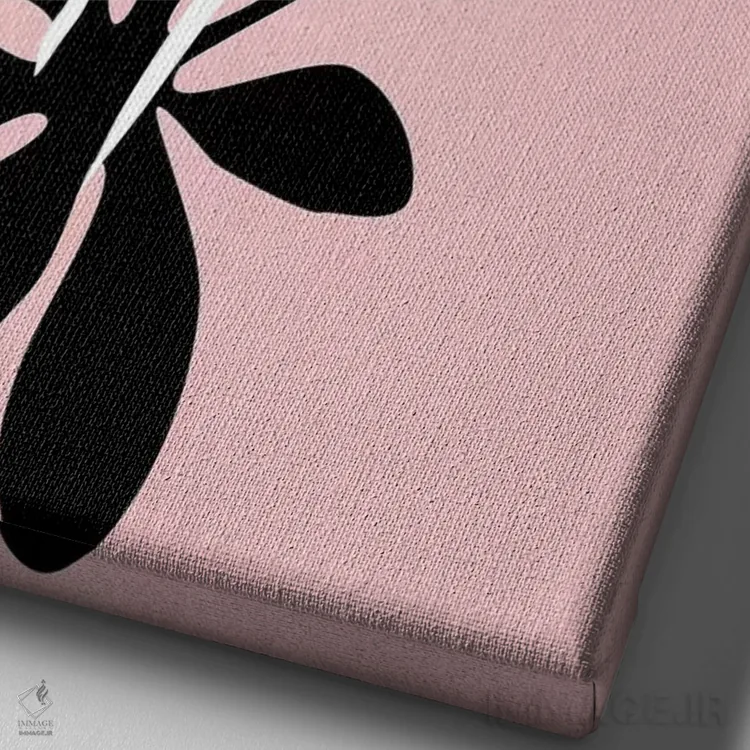 تابلو مینیمال شکوفه صورتی اثر کوبیستیکا - نمای نزدیک بافت بوم