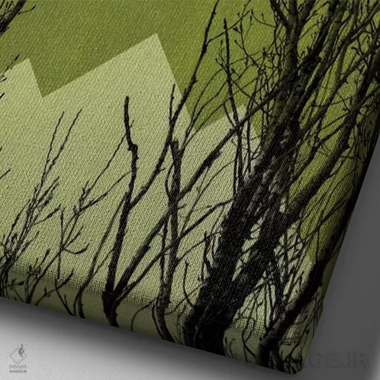 تابلو مینیمال جنگل سیاه اثر کوبیستیکا - نمای نزدیک بافت بوم