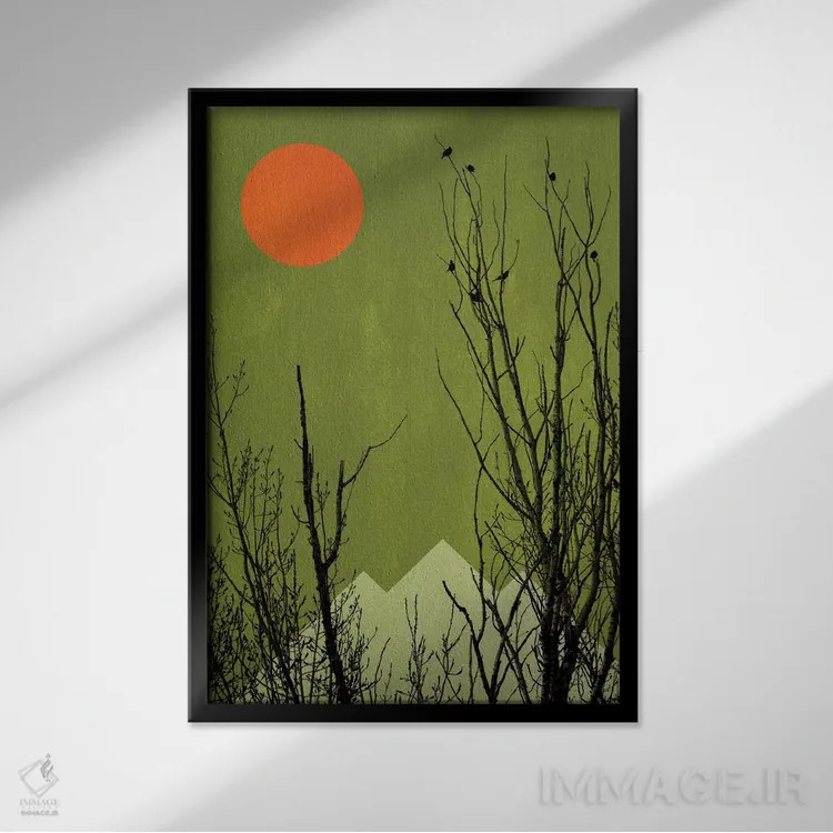 تابلو مینیمال جنگل سیاه اثر کوبیستیکا - نمای قابدار مشکی