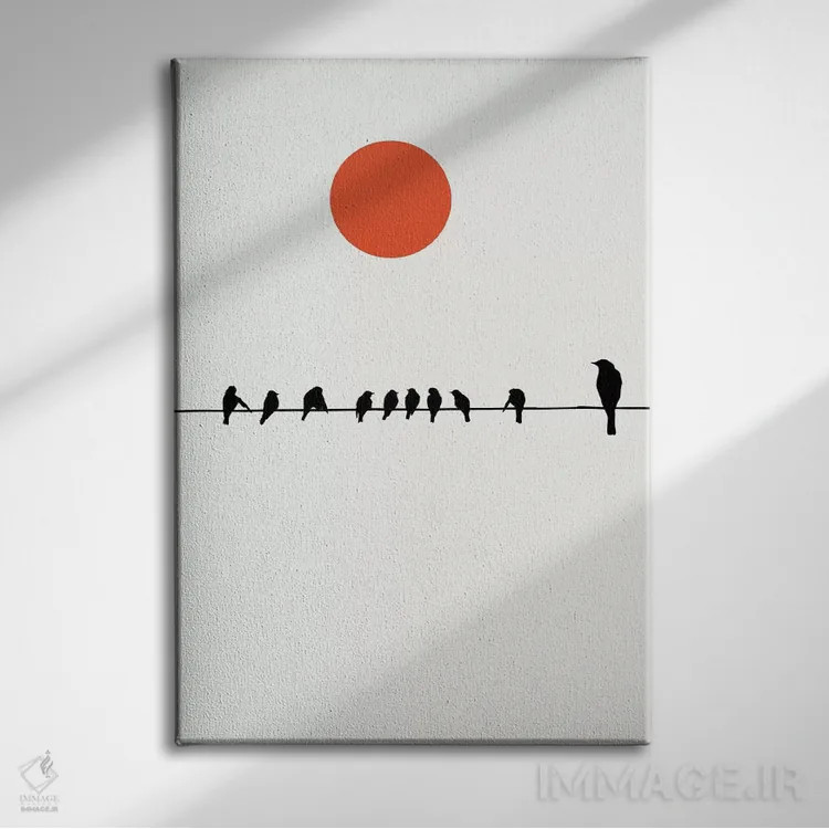 تابلو مینیمال بنشین و صبر کن اثر کوبیستیکا - نمای روبهرو روی دیوار