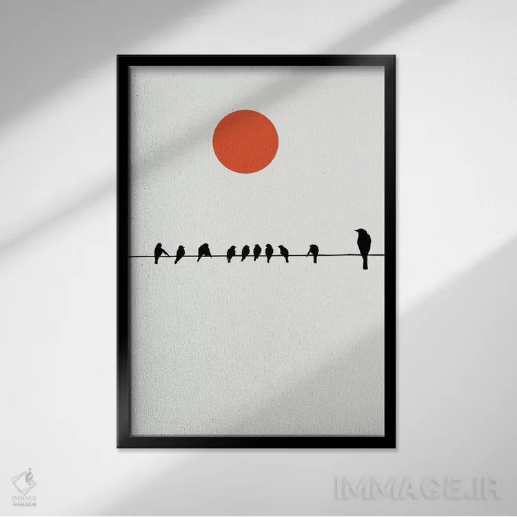 تابلو مینیمال بنشین و صبر کن اثر کوبیستیکا - نمای قابدار مشکی