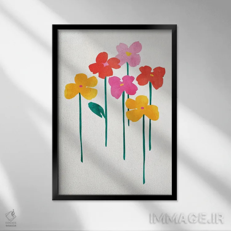 تابلو مینیمال گل های کوچولوی شاد اثر کوبیستیکا - نمای قابدار مشکی
