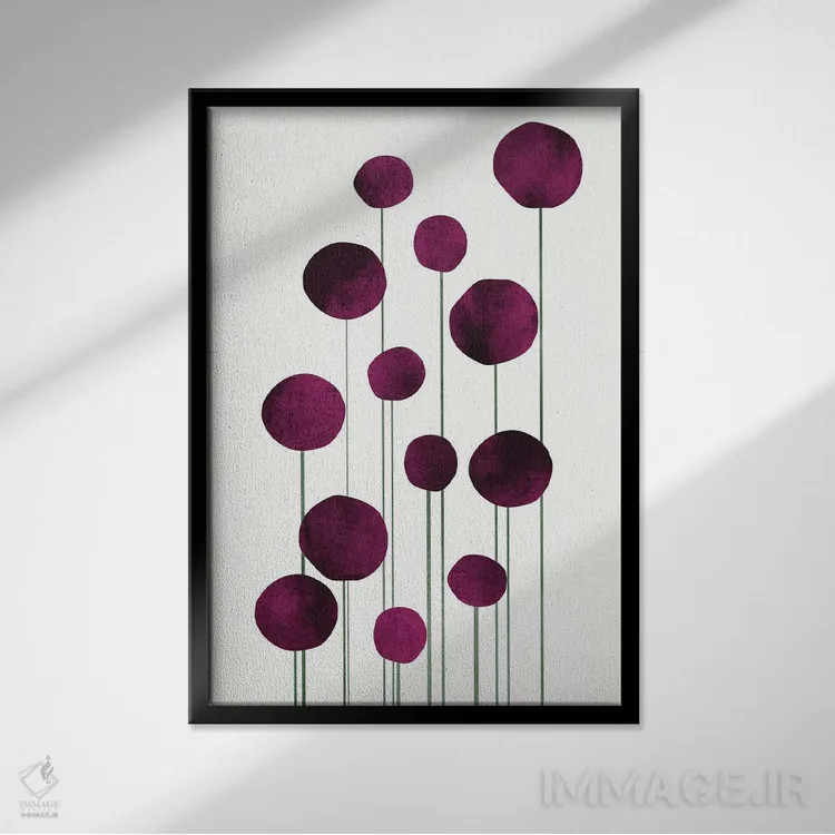 تابلو مینیمال گل های آبی شماره II اثر کوبیستیکا - نمای قابدار مشکی
