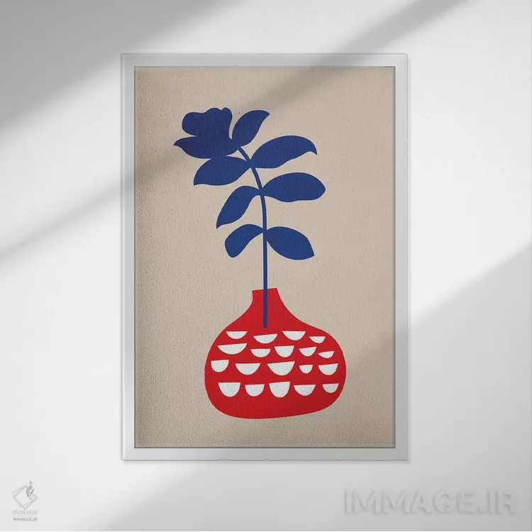 تابلو مینیمال گل وحشی اثر کوبیستیکا - نمای قابدار سفید