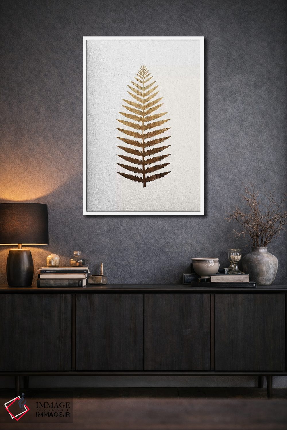 تابلو مینیمال برگ طلایی شماره ۷ اثر کوبیستیکا - D1W