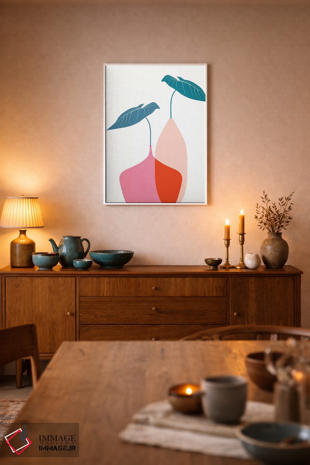 تابلو مینیمال دسته گل اسکانباوراوی اثر کوبیستیکا - D6W