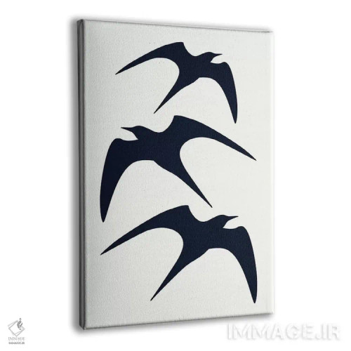 تابلو مینیمال سه پرنده اثر کوبیستیکا - نمای پرسپکتیو محصول