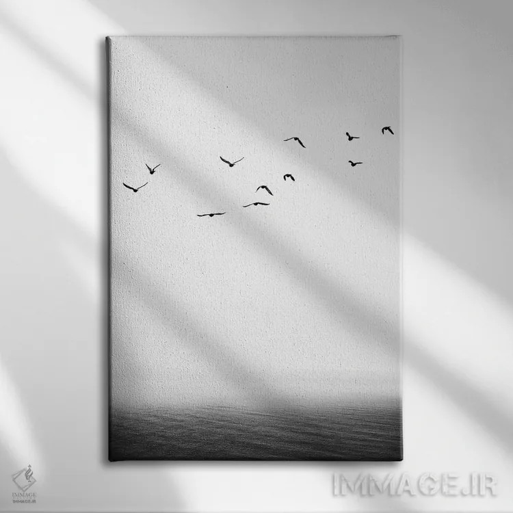تابلو مینیمال ساحل دریا اثر کوبیستیکا - نمای روبهرو روی دیوار