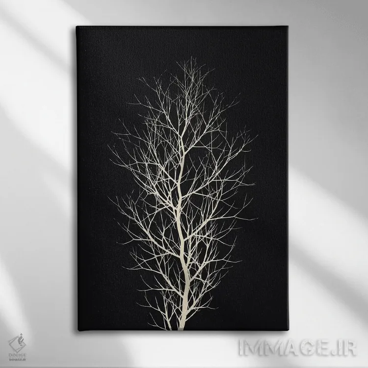 تابلو مینیمال درخت سفید اثر کوبیستیکا - نمای روبهرو روی دیوار