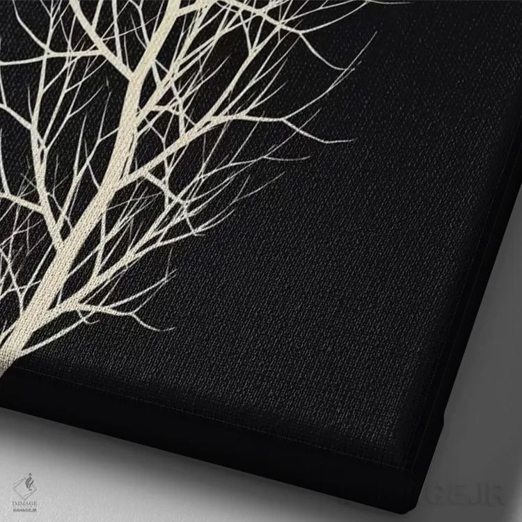 تابلو مینیمال درخت سفید اثر کوبیستیکا - نمای نزدیک بافت بوم