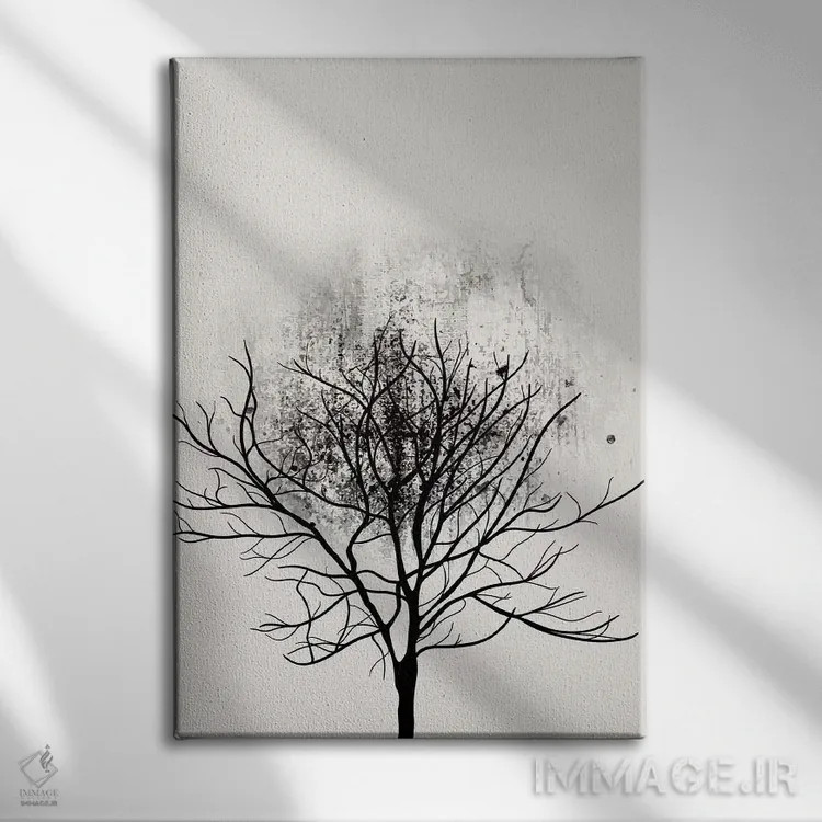 تابلو مینیمال مطالعه درخت شماره ۳ اثر کوبیستیکا - نمای روبهرو روی دیوار