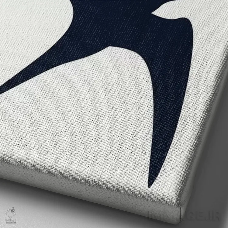 تابلو مینیمال سه پرنده اثر کوبیستیکا - نمای نزدیک بافت بوم