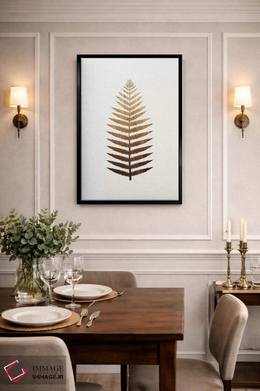 تابلو مینیمال برگ طلایی شماره ۷ اثر کوبیستیکا - D2B