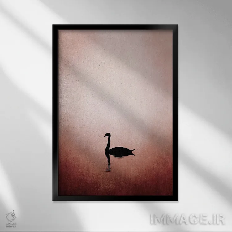 تابلو مینیمال دریاچه قوها اثر کوبیستیکا - نمای قابدار مشکی