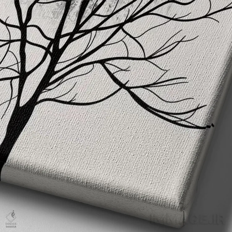 تابلو مینیمال مطالعه درخت شماره ۳ اثر کوبیستیکا - نمای نزدیک بافت بوم