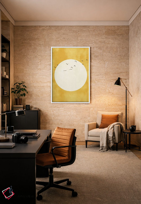 تابلو مینیمال آفتاب طلایی اثر کوبیستیکا - D6W