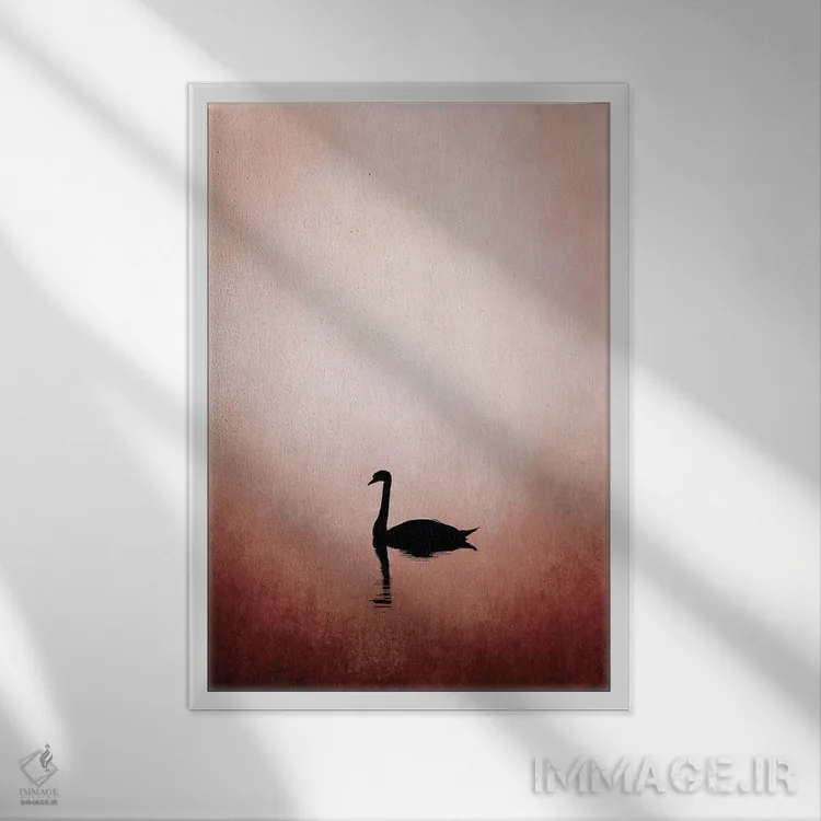 تابلو مینیمال دریاچه قوها اثر کوبیستیکا - نمای قابدار سفید