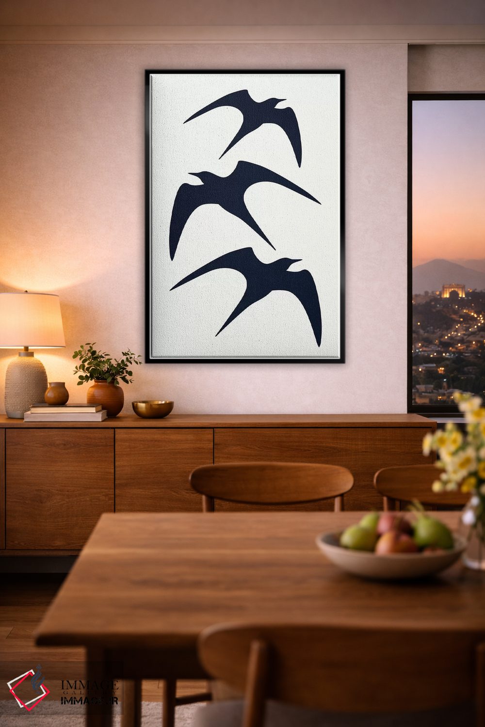 تابلو مینیمال سه پرنده اثر کوبیستیکا - D4B