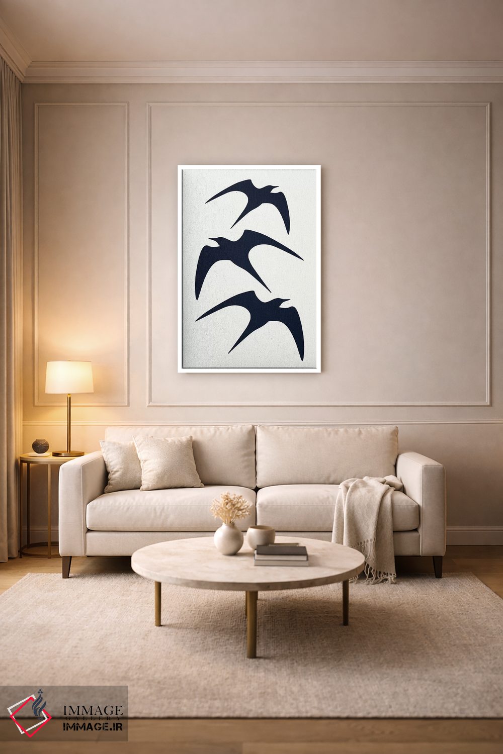 تابلو مینیمال سه پرنده اثر کوبیستیکا - D5W