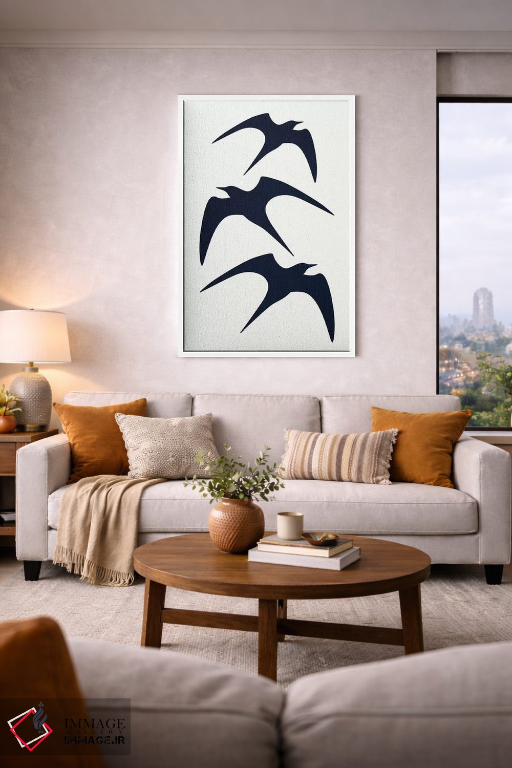 تابلو مینیمال سه پرنده اثر کوبیستیکا - D6W