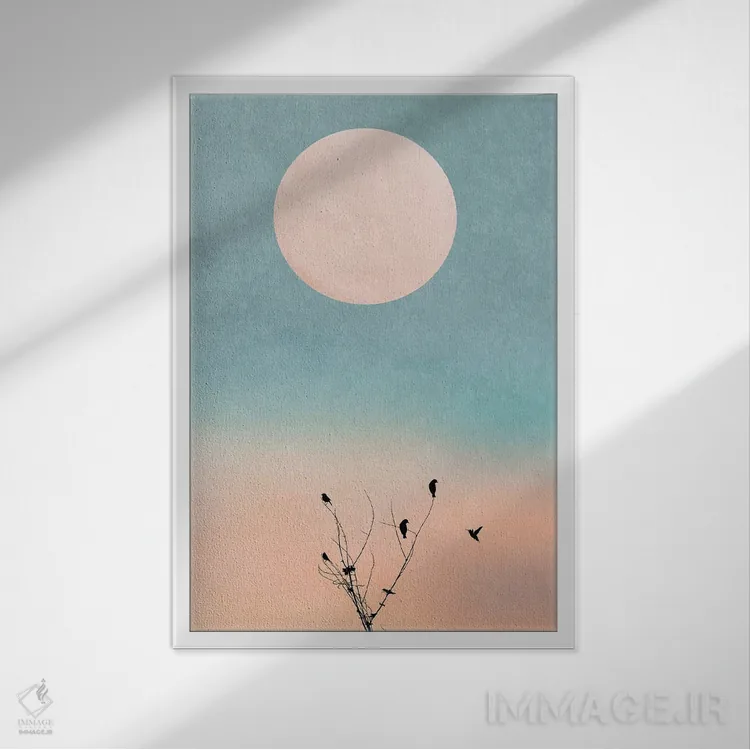 تابلو مینیمال بیدار شدن در گرما اثر کوبیستیکا - نمای قابدار سفید