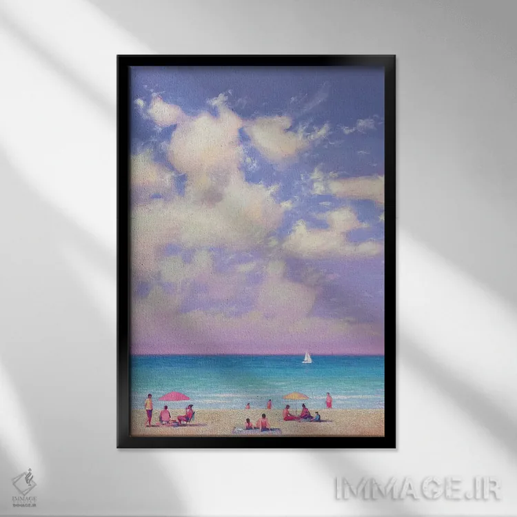 تابلو دکوراتیو روز تابستانی شاد کنار دریا اثر اندریی کووالیک - نمای قابدار مشکی