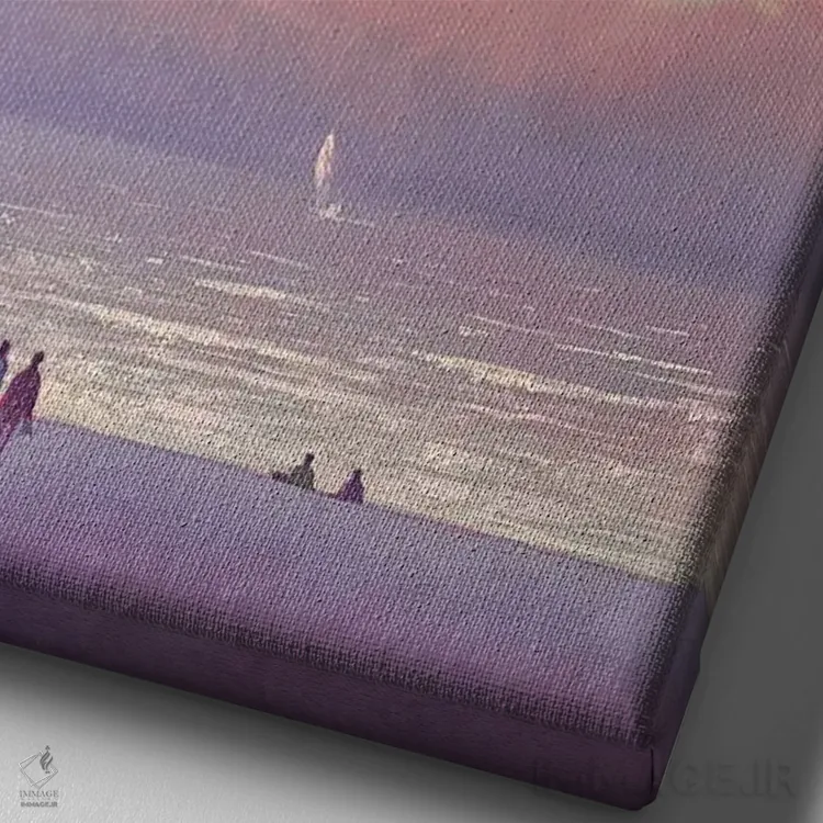 تابلو دکوراتیو شبی رمانتیک در کنار دریا اثر اندریی کووالیک - نمای نزدیک بافت بوم