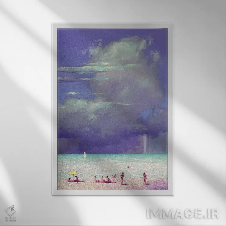 تابلو دکوراتیو پیش از طوفان در دریا اثر اندریی کووالیک - نمای قابدار سفید