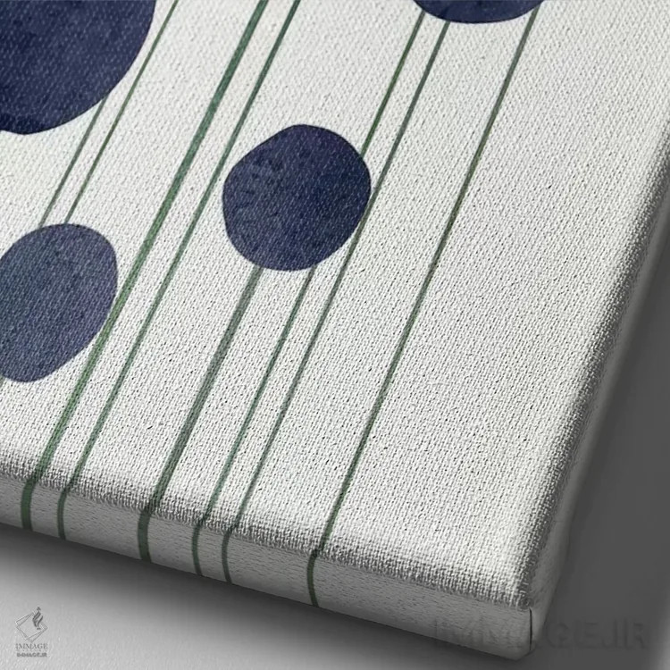 تابلو مینیمال گل های آبی اثر کوبیستیکا - نمای نزدیک بافت بوم