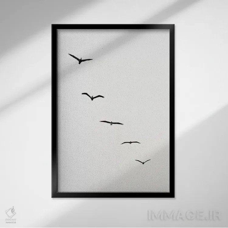 تابلو مینیمال نورگیرهای گرم اثر کوبیستیکا - نمای قابدار مشکی