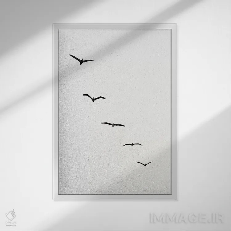 تابلو مینیمال نورگیرهای گرم اثر کوبیستیکا - نمای قابدار سفید