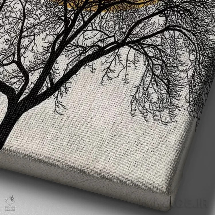 تابلو مینیمال صبح زمستانی اثر کوبیستیکا - نمای نزدیک بافت بوم