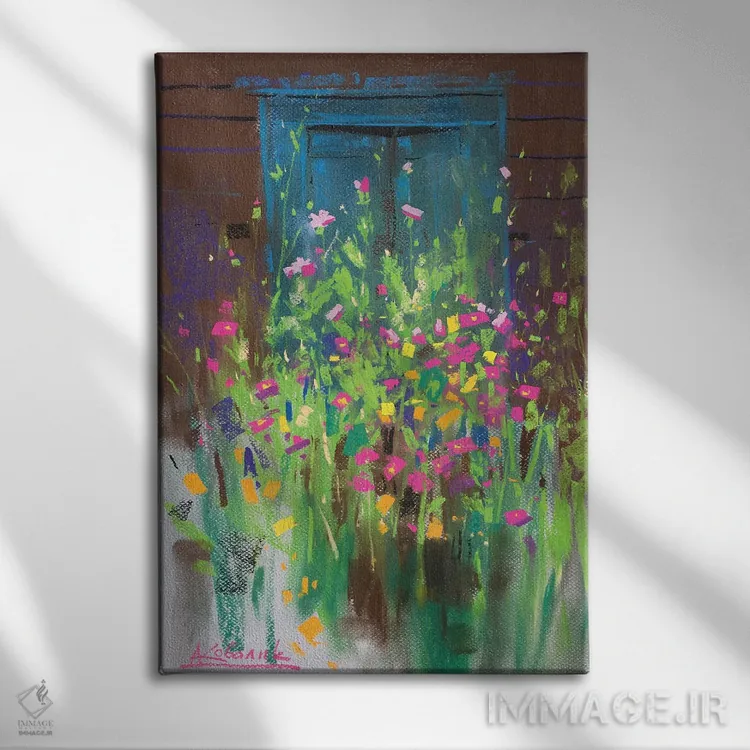 تابلو انتزاعی رقص گل ها اثر اندریی کووالیک - نمای روبهرو روی دیوار