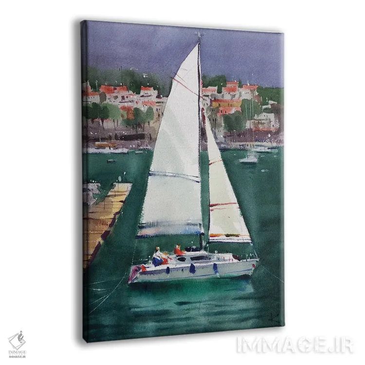 تابلو دکوراتیو قایق های بادبانی در یونان اثر اندریی کووالیک - نمای پرسپکتیو محصول