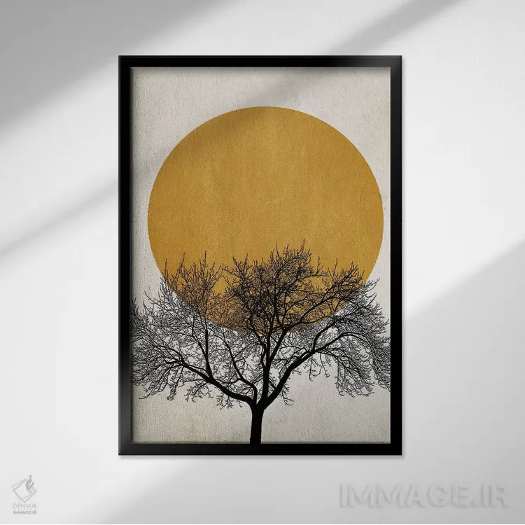 تابلو مینیمال صبح زمستانی اثر کوبیستیکا - نمای قابدار مشکی