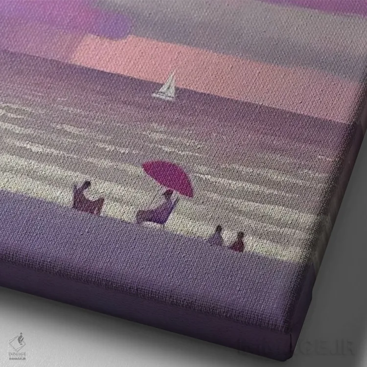 تابلو دکوراتیو لحظه ای شگفت انگیز در ساحل دریا اثر اندریی کووالیک - نمای نزدیک بافت بوم