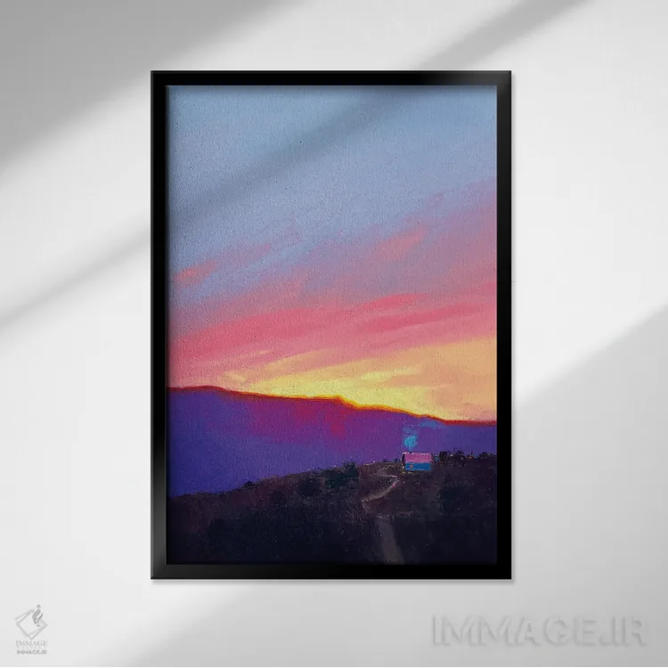 تابلو انتزاعی صبح شگفت انگیز در کارپات اثر اندریی کووالیک - نمای قابدار مشکی