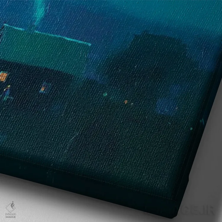 تابلو دکوراتیو شب مهتابی رمانتیک اثر اندریی کووالیک - نمای نزدیک بافت بوم