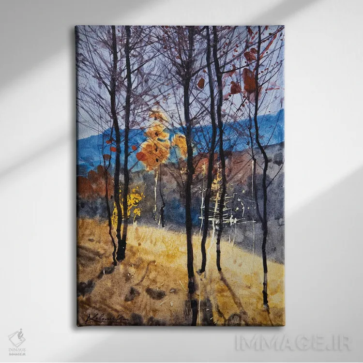 تابلو دکوراتیو منظره پاییزی کارپات اثر اندریی کووالیک - نمای روبهرو روی دیوار