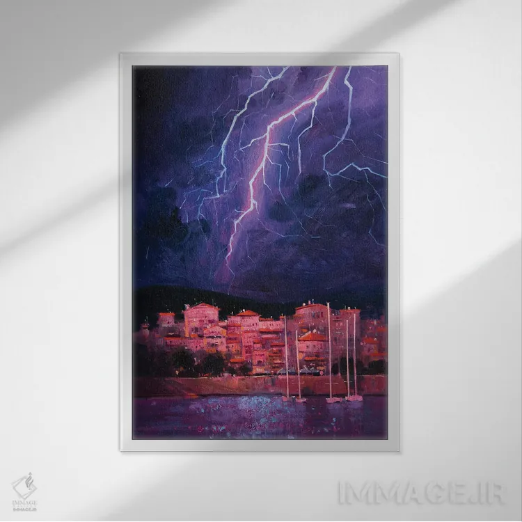 تابلو دکوراتیو طوفان در یونان اثر اندریی کووالیک - نمای قابدار سفید