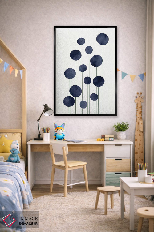 تابلو مینیمال گل های آبی اثر کوبیستیکا - D2B