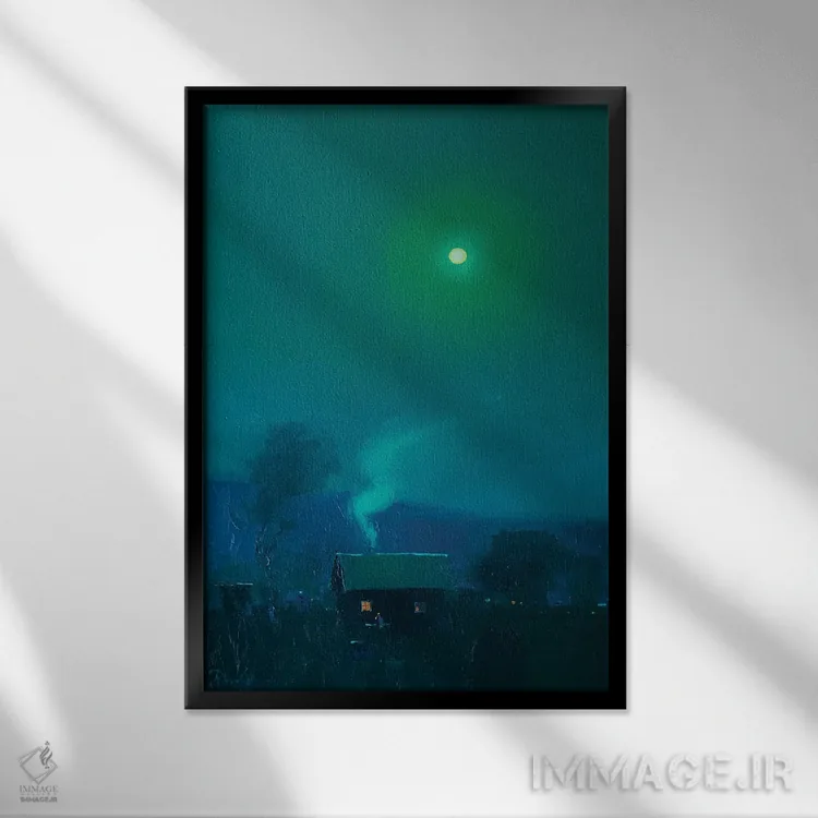 تابلو دکوراتیو شب مهتابی رمانتیک اثر اندریی کووالیک - نمای قابدار مشکی