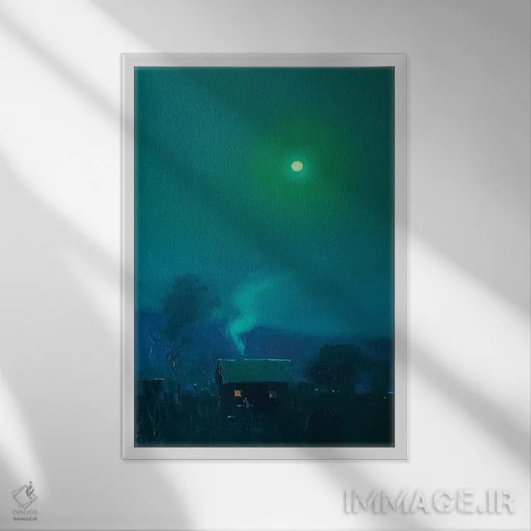 تابلو دکوراتیو شب مهتابی رمانتیک اثر اندریی کووالیک - نمای قابدار سفید