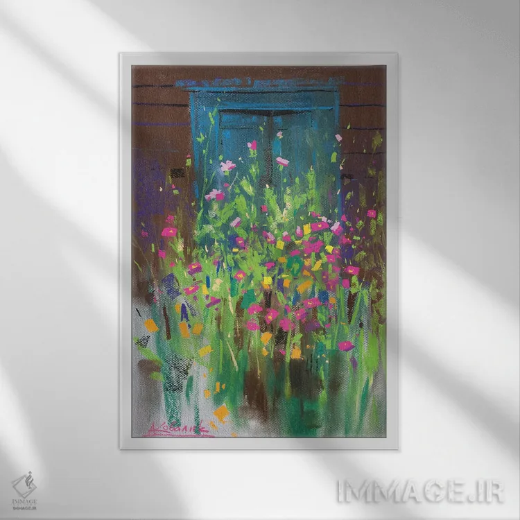 تابلو انتزاعی رقص گل ها اثر اندریی کووالیک - نمای قابدار سفید