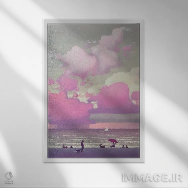تابلو دکوراتیو لحظه ای شگفت انگیز در ساحل دریا اثر اندریی کووالیک - نمای قابدار سفید