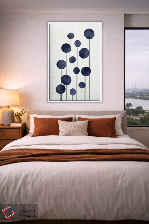 تابلو مینیمال گل های آبی اثر کوبیستیکا - D3W