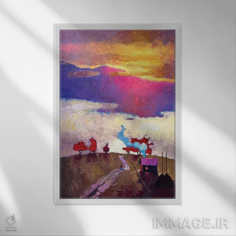 تابلو انتزاعی انرژی کوه ها اثر اندریی کووالیک - نمای قابدار سفید