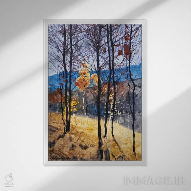 تابلو دکوراتیو منظره پاییزی کارپات اثر اندریی کووالیک - نمای قابدار سفید