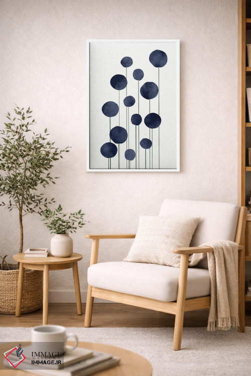 تابلو مینیمال گل های آبی اثر کوبیستیکا - D5W