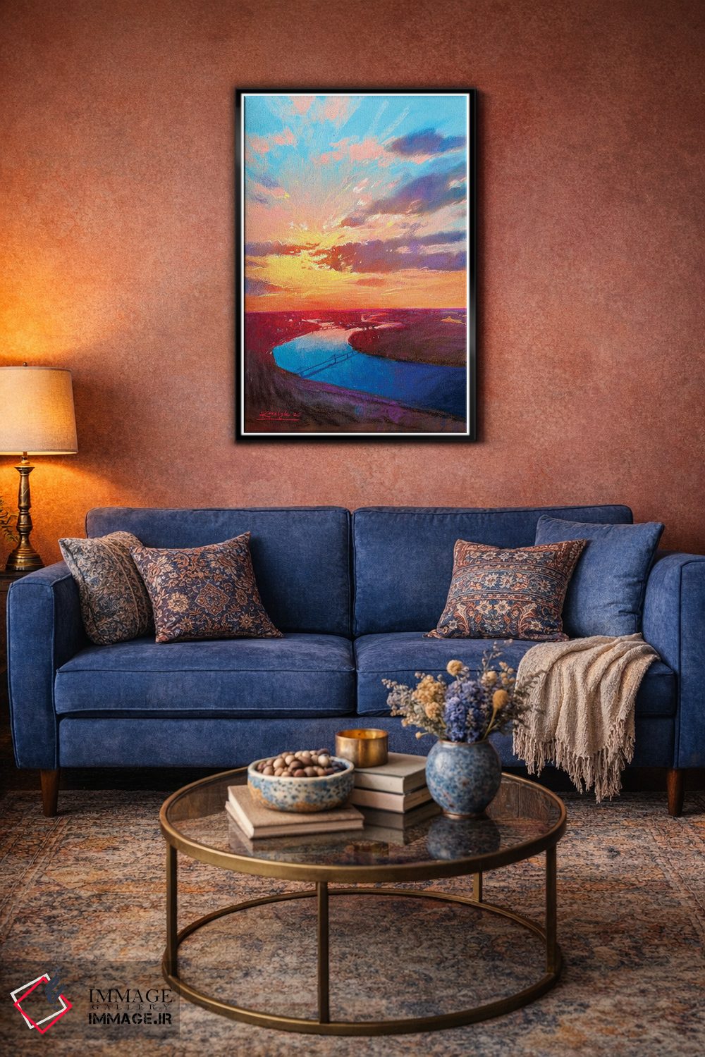 تابلو دکوراتیو غروب بر فراز رود دنیپر در کی یف اثر اندریی کووالیک - D4B